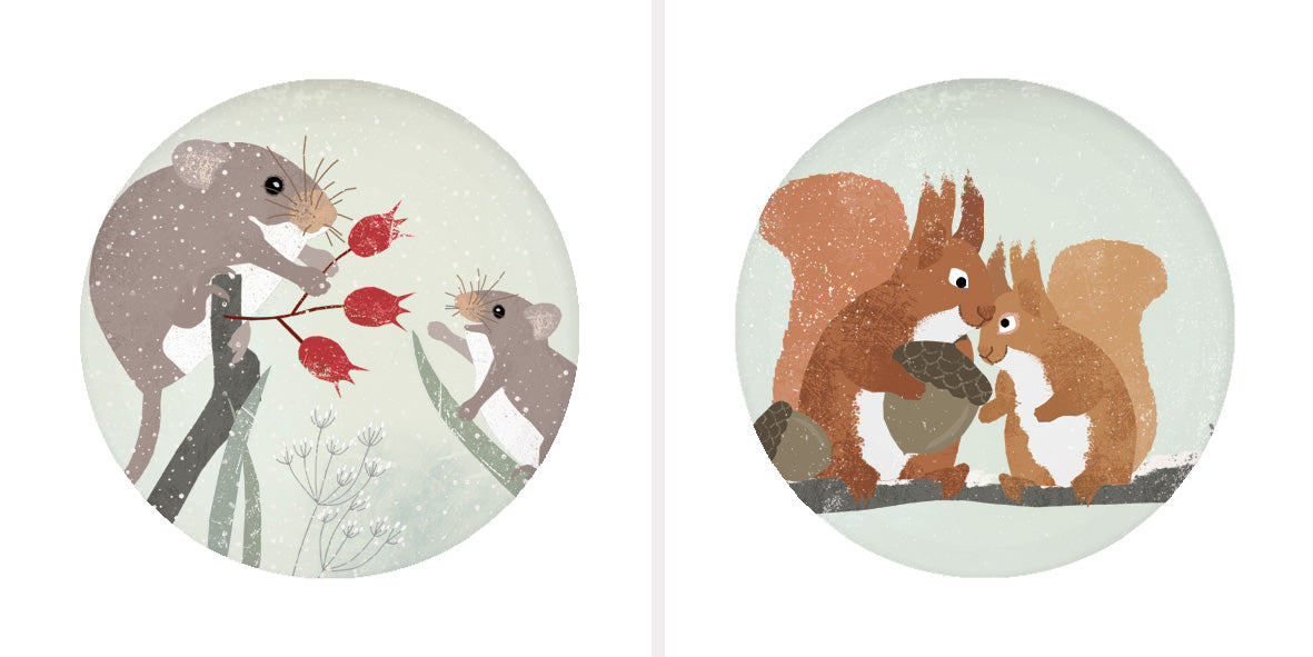 Magnetbutton Set Winter Weihnachten