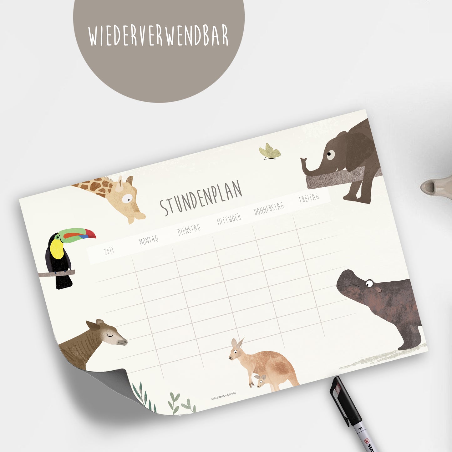 stundenplan-magnetisch-tiere