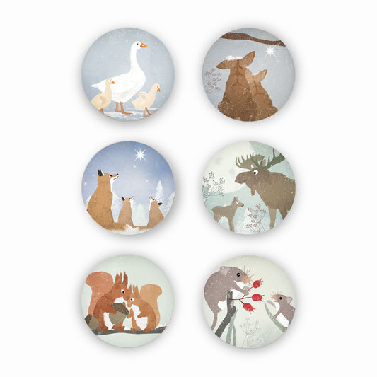 Magnetbutton Set Winter Weihnachten